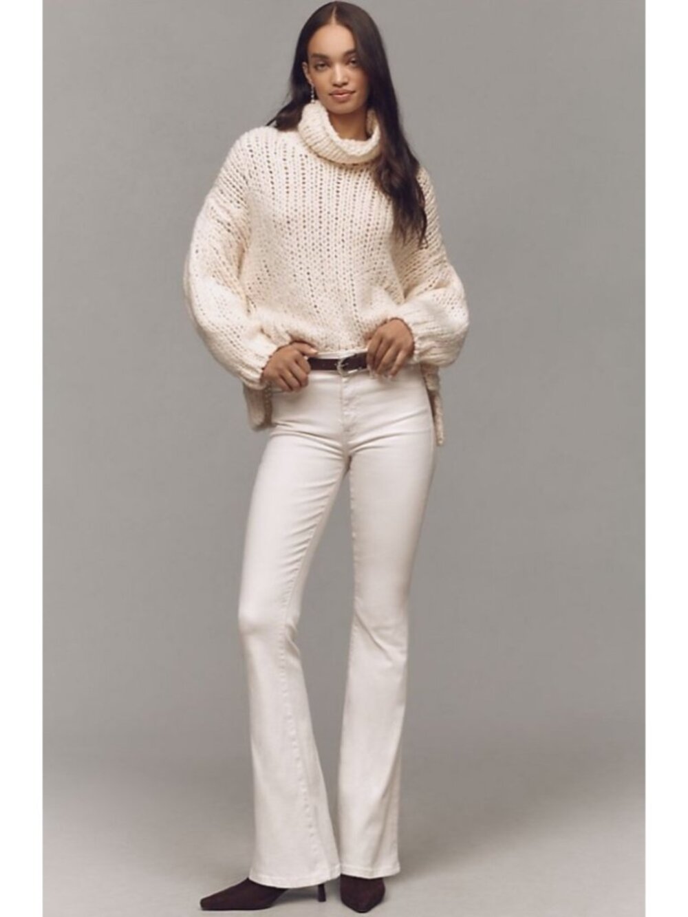 NEW Mother the Weekender Flare Play Date Jeans High-Rise Stretchy Cream 29